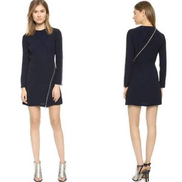 A.L.C. Dresses & Skirts - A.L.C. Dress Womens 0 Black Miro Viscose Blend Zipper Accent Mini Fit Flare Crew
